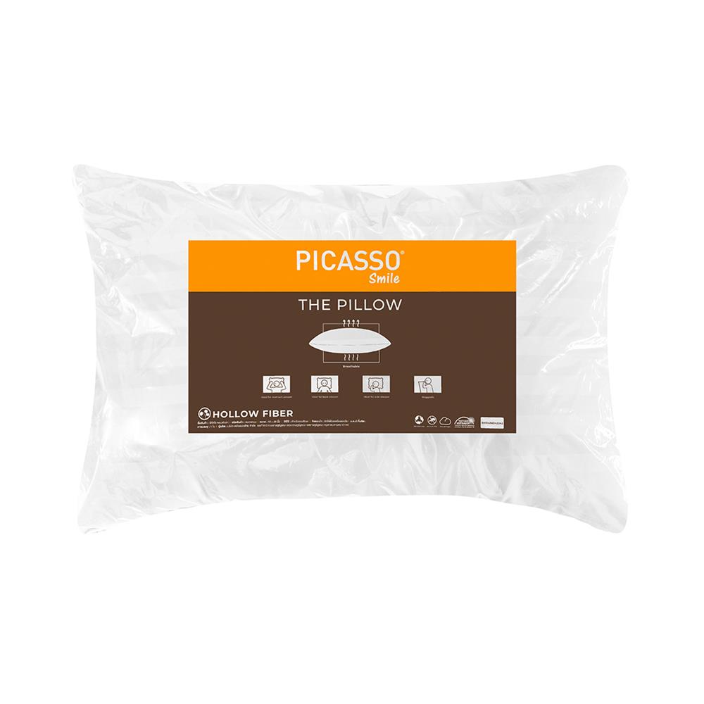 หมอนหนุน ใยสังเคราะห์ PICASSO SMILE 19x29 นิ้ว สีขาว