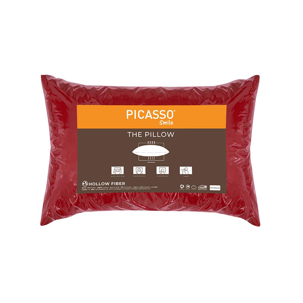 หมอนหนุน ใยสังเคราะห์ PICASSO SMILE 19x29 นิ้ว สีแดง