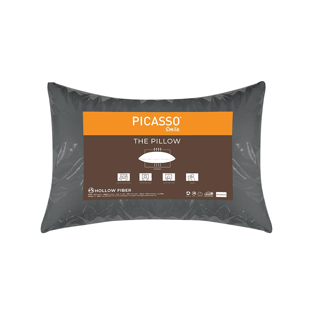 หมอนหนุน ใยสังเคราะห์ PICASSO SMILE 19x29 นิ้ว สีเทาเข้ม