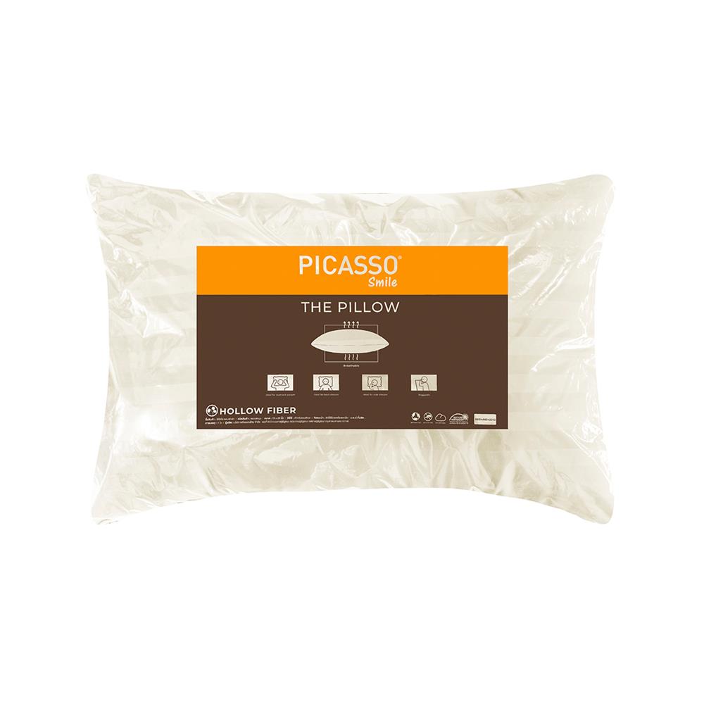 หมอนหนุน ใยสังเคราะห์ PICASSO SMILE 19x29 นิ้ว สีครีม