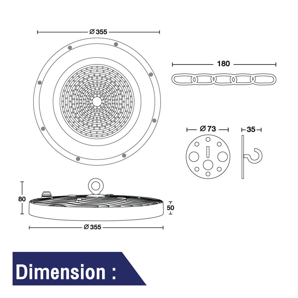 โคมไฮเบย์ LED CARINI KARINA 200 วัตต์ DAYLIGHT สีดำ