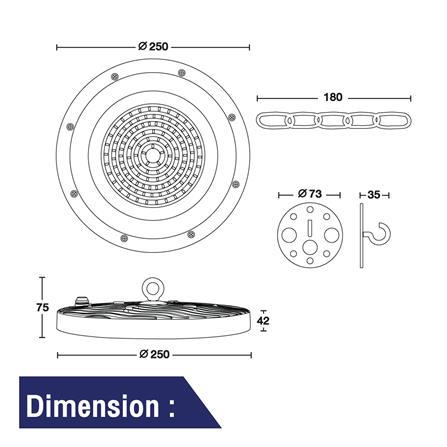 โคมไฮเบย์ LED CARINI KARINA 100 วัตต์ DAYLIGHT สีดำ_3