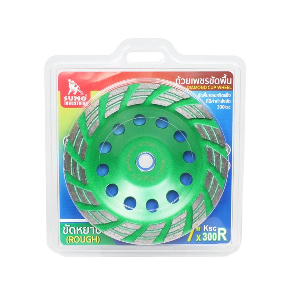 ถ้วยเพชรขัดพื้น ชนิดขัดหยาบ SUMO 300R 7 นิ้ว สีเขียว