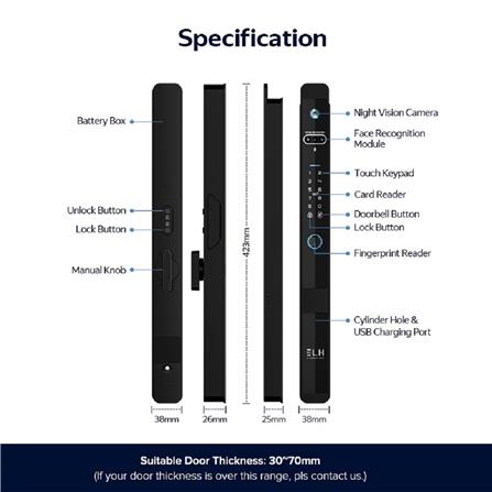 กลอนดิจิตอล ELH S4 ULTRA SLIM สีดำ_5