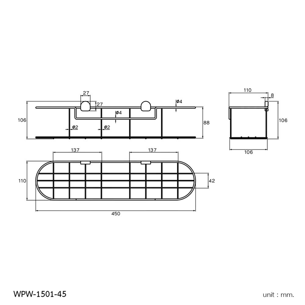 ตะแกรงวางของ WS WPW-1501-45 สเตนเลส