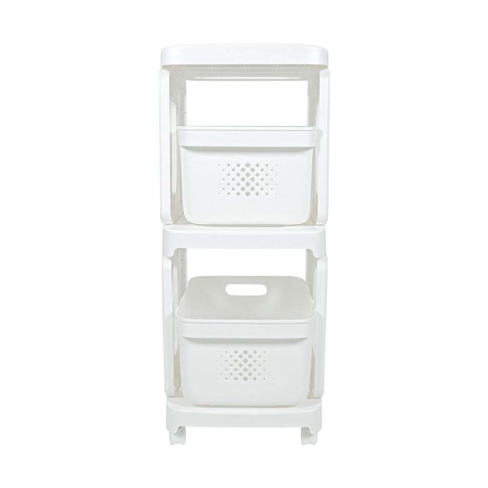 ชั้นลิ้นชัก 2 ชั้น STACKO GENTLE 32x38x81 ซม. สีขาว