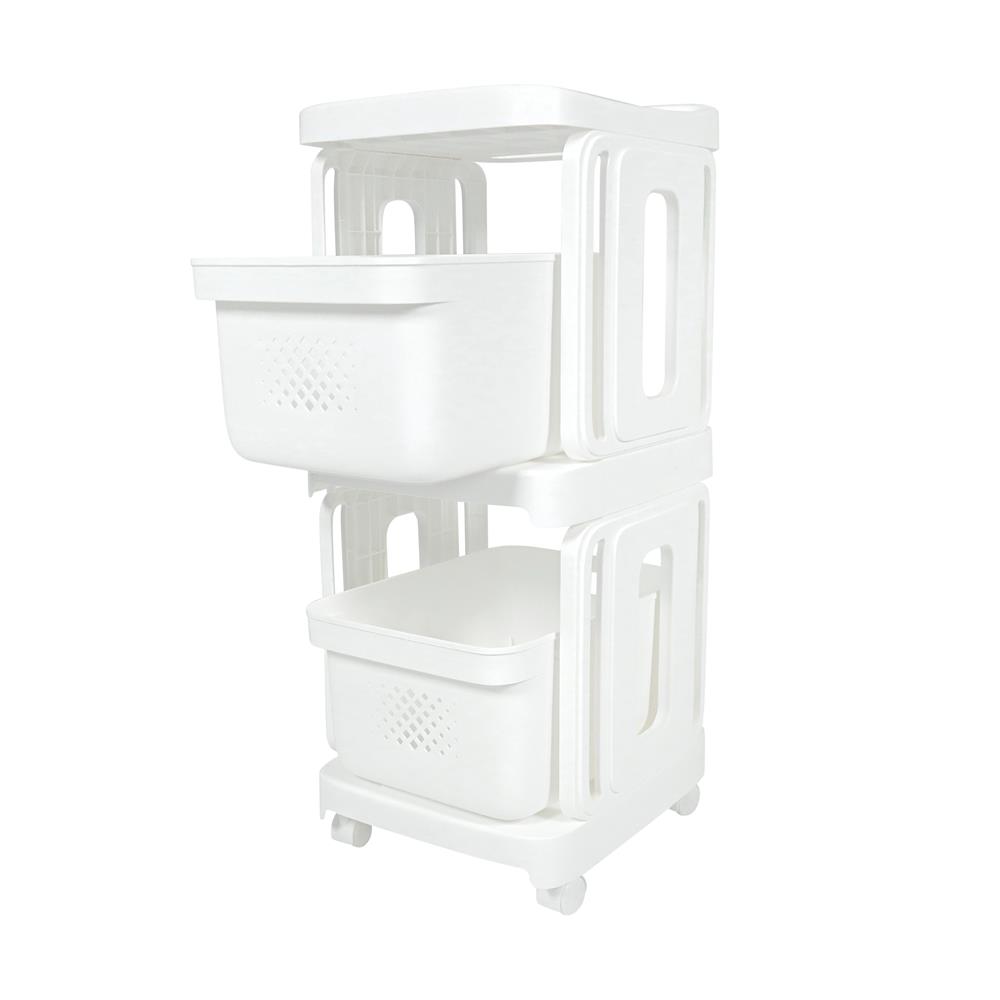 ชั้นลิ้นชัก 2 ชั้น STACKO GENTLE 32x38x81 ซม. สีขาว