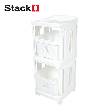 ชั้นลิ้นชัก 2 ชั้น STACKO GENTLE 32x38x81 ซม. สีขาว_1