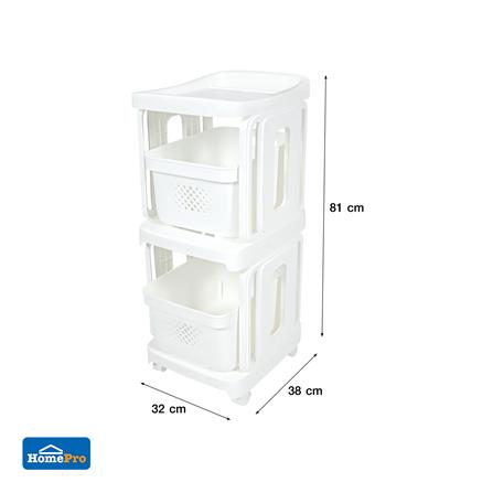 ชั้นลิ้นชัก 2 ชั้น STACKO GENTLE 32x38x81 ซม. สีขาว_10