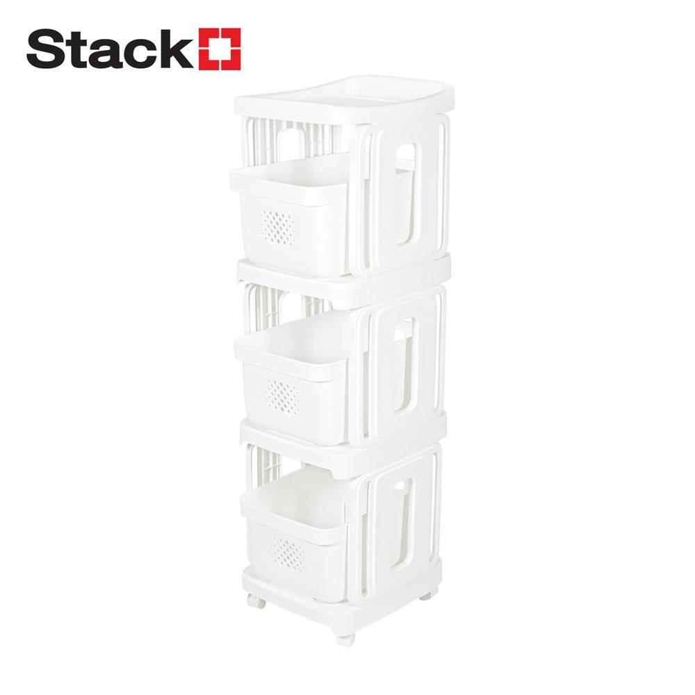 ชั้นลิ้นชัก 3 ชั้น STACKO GENTLE 32x38x117 ซม. สีขาว_0