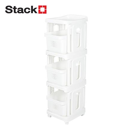 ชั้นลิ้นชัก 3 ชั้น STACKO GENTLE 32x38x117 ซม. สีขาว_1