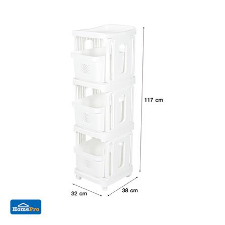 ชั้นลิ้นชัก 3 ชั้น STACKO GENTLE 32x38x117 ซม. สีขาว_10