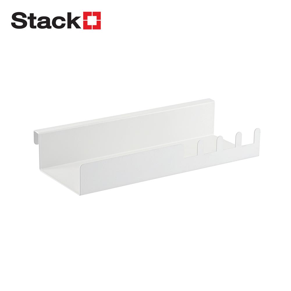 ถาดวางของอเนกประสงค์พร้อมขอบกันตกและขอแขวน STACKO EZY 27x12x5 ซม. สีขาว_1