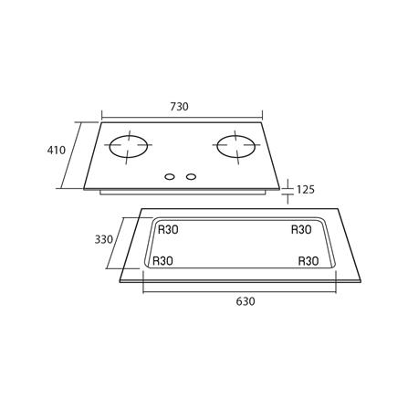 เตาฝังแก๊ส TECNOSTAR HOB TNS HB 207341 GB 73 ซม._2