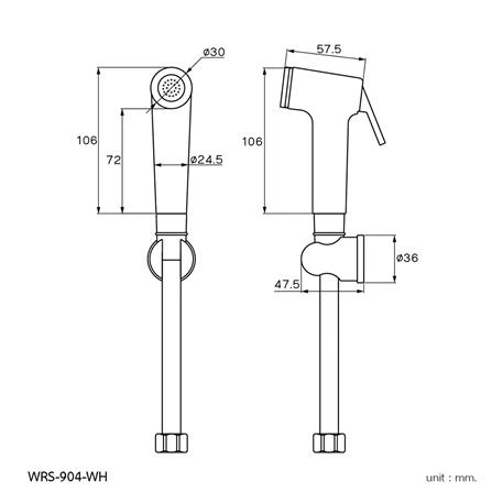 สายฉีดชำระครบชุด WS WRS-904-WH สีขาว_2