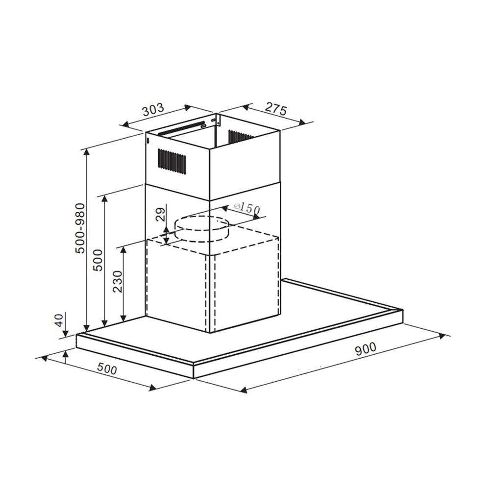 เครื่องดูดควันกระโจม MESTER MT390B 90 ซม.