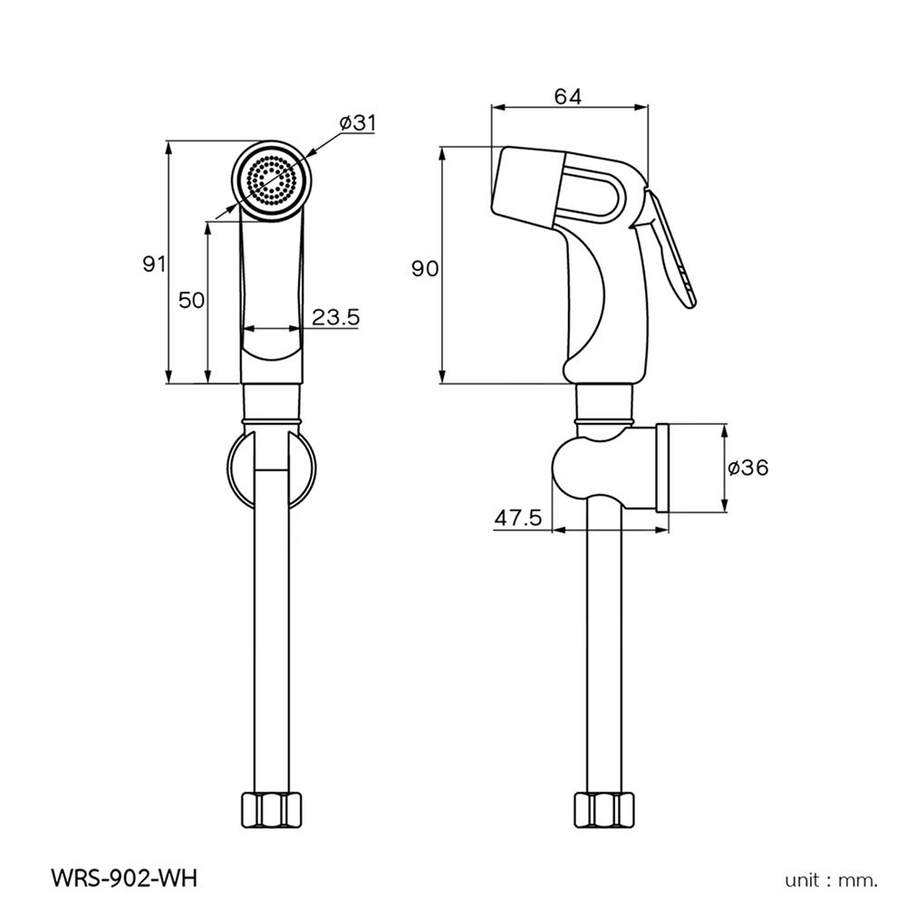 สายฉีดชำระครบชุด WS WRS-902-WH สีขาว