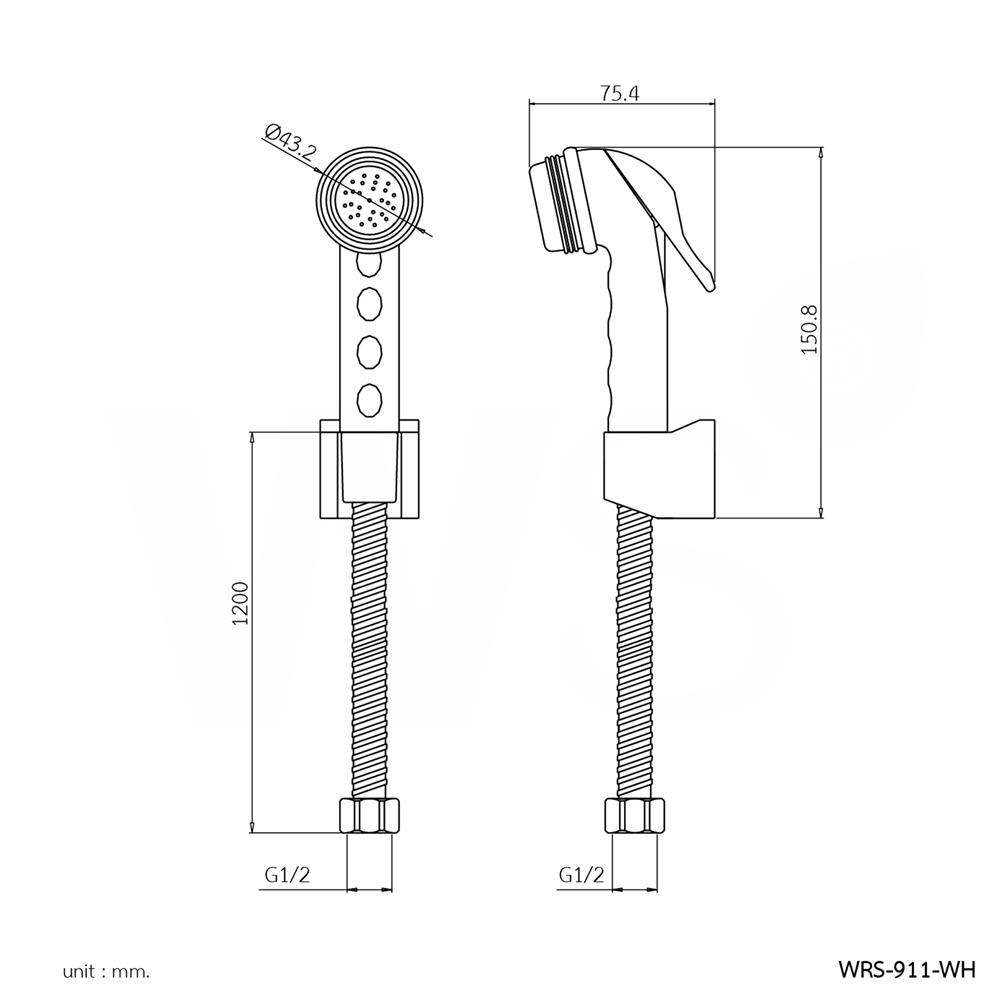 สายฉีดชำระครบชุด WS WRS-911-WH สีขาว
