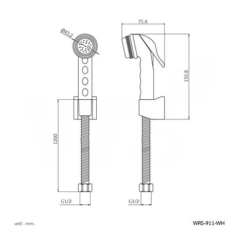 สายฉีดชำระครบชุด WS WRS-911-WH สีขาว_3
