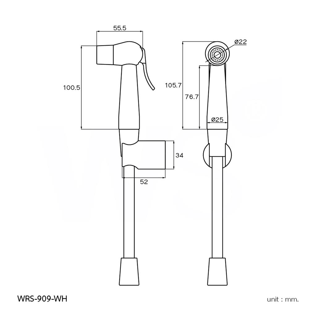 สายฉีดชำระครบชุด WS WRS-909-WH สีขาว
