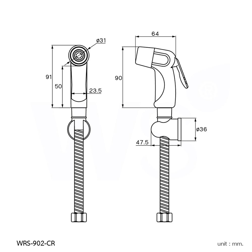สายฉีดชำระครบชุด WS WRS-902-CR สีโครม