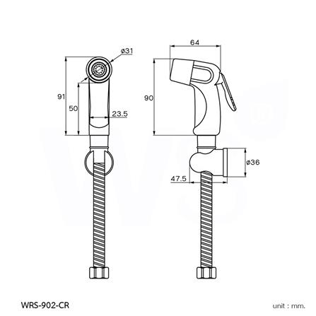 สายฉีดชำระครบชุด WS WRS-902-CR สีโครม_2