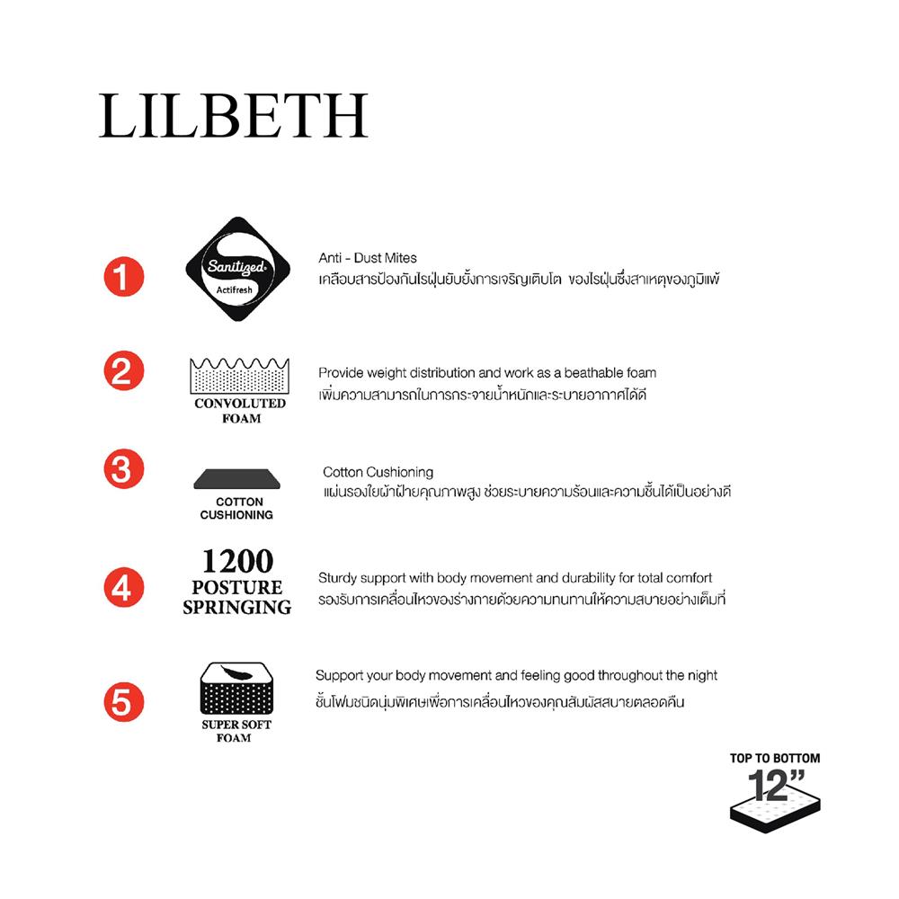 ที่นอน 6 ฟุต SLUMBERLAND LILIBETH