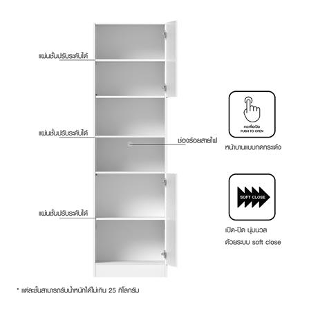 ตู้เสริมทรงสูงบานเรียบแบบมีชั้น CABIN KIN 60x205ซม. สีขาว_6