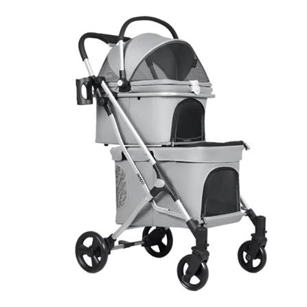 รถเข็นสำหรับสัตว์เลี้ยง 2 ชั้น PANDO DOUBLE-LAYER สีเทา_0
