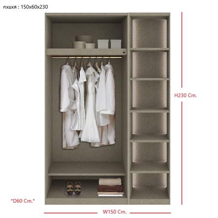 ตู้เสื้อผ้า 3 บานเปิด SB BUILT IN WARDROBE PLUS 59061139 150 ซม. สีขาว_3