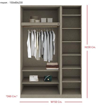 ตู้เสื้อผ้า 3 บานเปิด SB BUILT IN WARDROBE PLUS 59061138 150 ซม. สีขาว_3