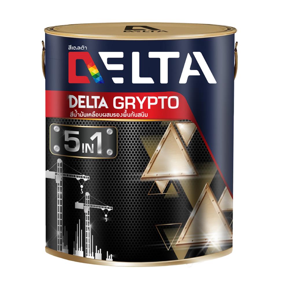 สีน้ำมันเคลือบผสมรองพื้นกันสนิม DELTA GRYPTO 5 IN 1 M100 สีขาว ด้าน 1/4 แกลลอน