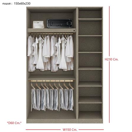 ตู้เสื้อผ้า 3 บานเปิด SB BUILT IN WARDROBE PLUS 59061122 150 ซม. สีไม้อ่อน_2