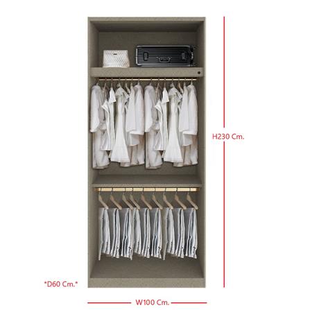 ตู้เสื้อผ้า 2 บานเปิด SB BUILT IN WARDROBE PLUS 59061133 100 ซม. สีขาว_2