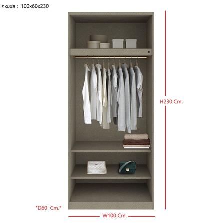 ตู้เสื้อผ้า 2 บานเปิด SB BUILT IN WARDROBE PLUS 59061134 100 ซม. สีขาว_2