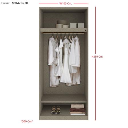 ตู้เสื้อผ้า 2 บานเปิด SB BUILT IN WARDROBE PLUS 59061073 100 ซม. สีเทา_3
