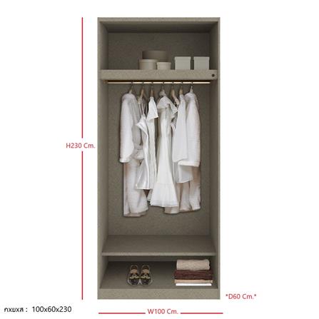 ตู้เสื้อผ้า 2 บานเปิด SB BUILT IN WARDROBE PLUS 59061064 100 ซม. สีเงิน_3