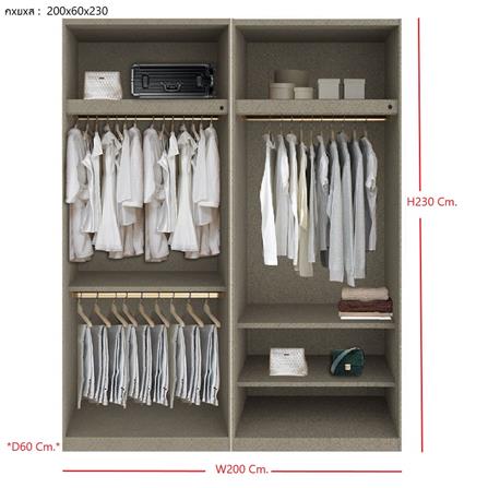 ตู้เสื้อผ้า 4 บานเปิด SB BUILT IN WARDROBE PLUS 59061080 200 ซม. สีไม้อ่อน_3