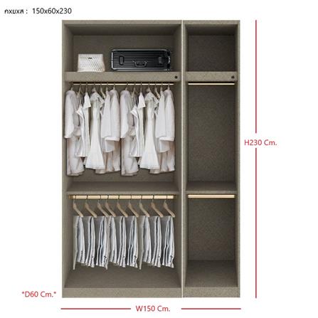 ตู้เสื้อผ้า 3 บานเปิด SB BUILT IN WARDROBE PLUS 59061111 150 ซม. สีเงิน_2