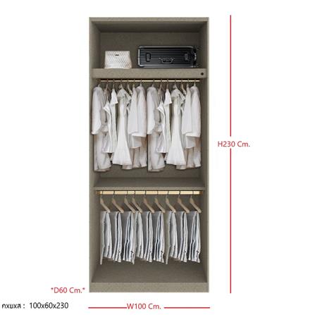 ตู้เสื้อผ้า 2 บานเปิด SB BUILT IN WARDROBE PLUS 59061071 100 ซม. สีเทา_3