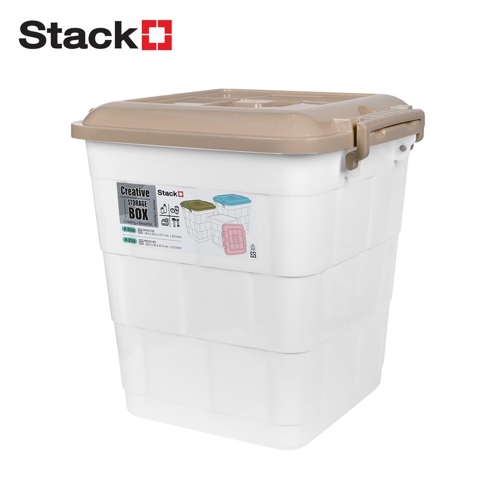 กล่องฝาล็อกทรงสูง STACKO 15 ลิตร 28.5x30x31.5 ซม. สีน้ำตาล