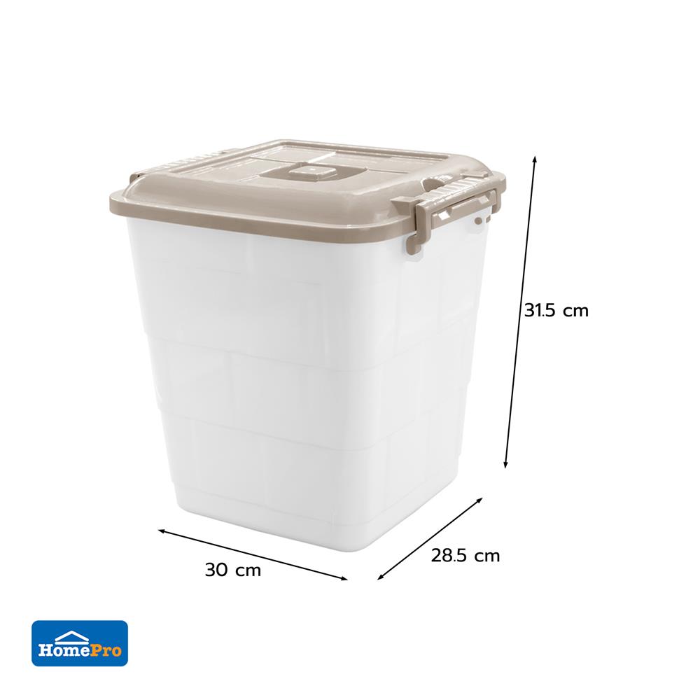 กล่องฝาล็อกทรงสูง STACKO 15 ลิตร 28.5x30x31.5 ซม. สีน้ำตาล