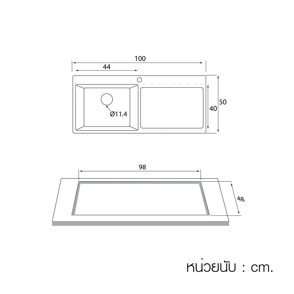 ซิงค์ฝัง 1 หลุม 1 ที่พัก LUCKY FLAME EUB-1051 สีดำ