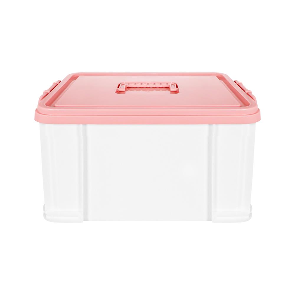 กล่องฝาล็อกหูหิ้ว 15 ลิตร STACKO 28x38.5x21 ซม. สีชมพู