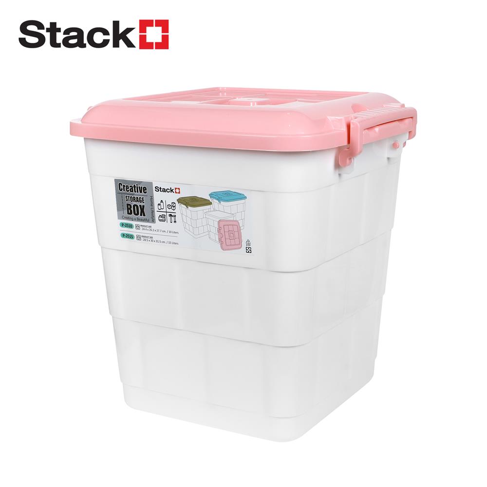 กล่องฝาล็อกทรงสูง STACKO 15 ลิตร 28.5x30x31.5 ซม. สีชมพู_1