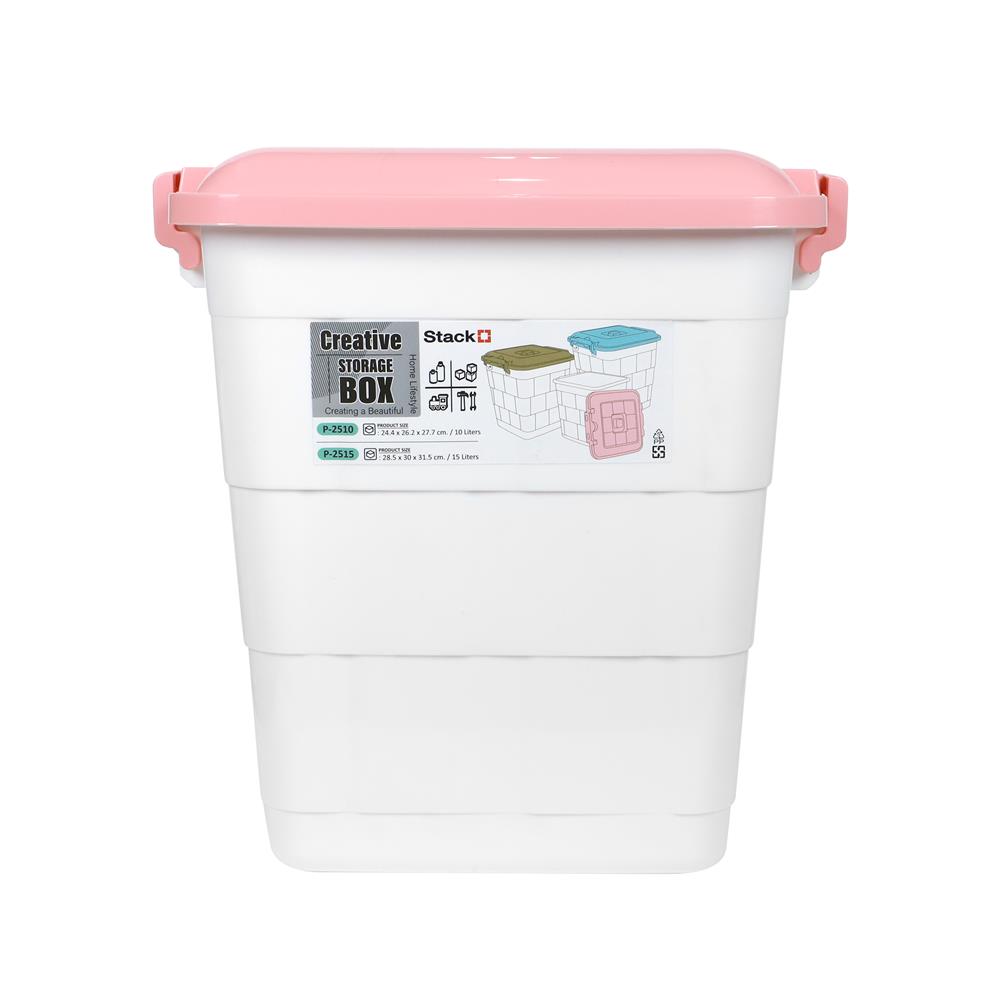 กล่องฝาล็อกทรงสูง STACKO 15 ลิตร 28.5x30x31.5 ซม. สีชมพู