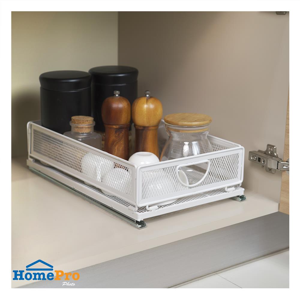 ตะกร้าในตู้ครัวมีรางเลื่อน KECH INSPACE SIZE S 40x24x10 ซม.