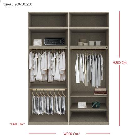 ตู้เสื้อผ้า 4 บานเปิด SB BUILT IN WARDROBE PLUS 59061054 200 ซม. สีขาว_2