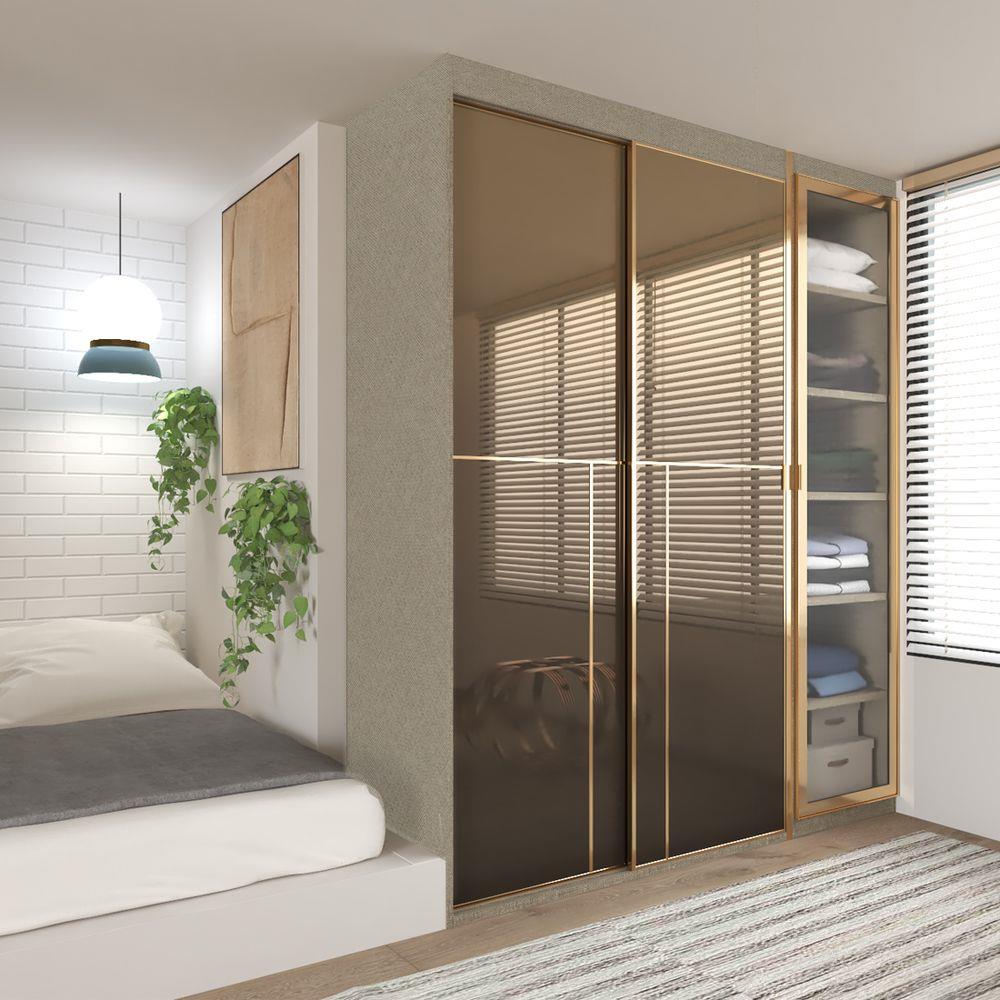 ตู้เสื้อผ้าบานผสม SB BUILT IN WARDROBE PRIME 59060991 170 ซม. สีทอง