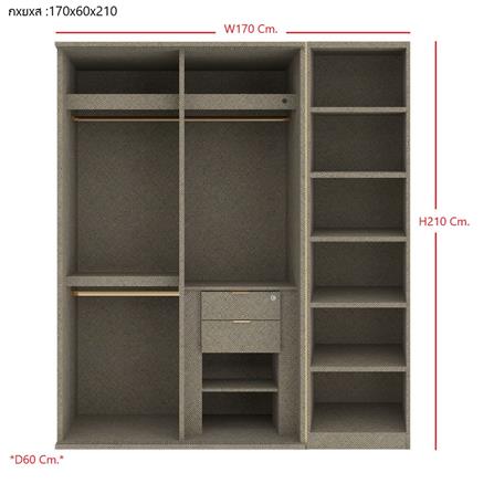 ตู้เสื้อผ้าบานผสม SB BUILT IN WARDROBE PRIME 59060991 170 ซม. สีทอง_3